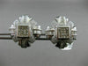 ESTATE MASSIVE 4.0CT DIAMOND 14KT WHITE GOLD 3D SQUARE FLOWER CLIP ON EARRINGS
