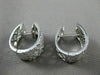 ESTATE WIDE .82CT DIAMOND 18KT WHITE GOLD FILIGREE HUGGIE EARRINGS UNIQUE #16574