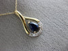 ESTATE .61CT DIAMOND & AAA SAPPHIRE 14K YELLOW GOLD 3D CLASSIC TEAR DROP PENDANT