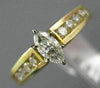 ESTATE 1.09CT ROUND & MARQUISE DIAMOND 14KT YELLOW GOLD FILIGREE ENGAGEMENT RING