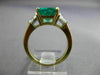 ESTATE LARGE 4.16CT DIAMOND & EMERALD 18K YELLOW GOLD & PLATINUM ENGAGEMENT RING
