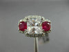 ESTATE LARGE 3.30CT DIAMOND & AAA RUBY 14K WHITE GOLD 3D CLASSIC ENGAGEMENT RING