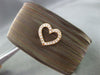 ESTATE .11CT DIAMOND 18K ROSE GOLD 3D HEART MESH STAINLESS STEEL BANGLE BRACELET