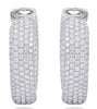 WIDE 7.5CT DIAMOND 18KT WHITE GOLD 3D MULTI ROW INSIDE OUT HOOP HANGING EARRINGS