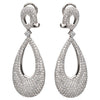 ESTATE LARGE 2.90CT DIAMOND 18K WHITE GOLD 3D TEAR DROP CLIP ON HANGING EARRINGS