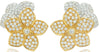 ESTATE LARGE 3.0CT DIAMOND 18K 2 TONE GOLD 3D DOUBLE FLOWER FUN HANGING EARRINGS