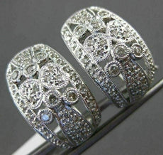 ESTATE LARGE 1.02CT DIAMOND 14KT WHITE GOLD HEART FILIGREE CLIP ON LOVE EARRINGS