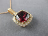 ESTATE LARGE 4.07CT DIAMOND & AAA RHODOLITE 14KT ROSE GOLD HALO FILIGREE PENDANT