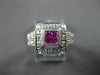 ESTATE WIDE .84CT DIAMOND & AAA RUBY 14K WHITE GOLD PRINCESS & ROUND SQUARE RING