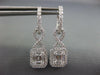 ESTATE 1.59CT DIAMOND 18KT WHITE GOLD ROUND & BAGUETTE SQUARE HANGING EARRINGS