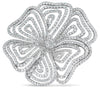 ESTATE EXTRA LARGE 8.80CT DIAMOND 18KT WHITE GOLD 3D PETAL FLOWER PENDANT/BROOCH
