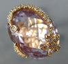 LARGE 8.36CT DIAMOND & AAA PINK AMETHYST 14KT ROSE GOLD 3D PALM TREE FLOWER RING