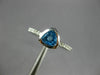 ESTATE .65CT DIAMOND & AAA TRILLION CUT BLUE TOPAZ 14K WHITE GOLD BEZEL FUN RING
