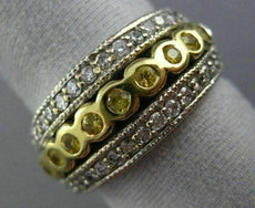 ESTATE WIDE 1.15CT DIAMOND & YELLOW SAPPHIRE 18KT TWO TONE GOLD ANNIVERSARY RING