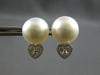LARGE .29CT DIAMOND AAA TAHITIAN PEARL 18KT WHITE GOLD HEART SHAPE STUD EARRINGS