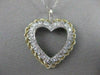 ESTATE DIAMOND 14KT WHITE & YELLOW GOLD ROPE FILIGREE OPEN HEART PENDANT #20123