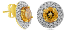 2.58CT DIAMOND & AAA CITRINE 14KT YELLOW GOLD 3D ROUND SOLITAIRE FLOWER EARRINGS
