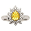 ESTATE WIDE 2.1CT WHITE & FANCY YELLOW DIAMOND 18K TWO TONE GOLD ENGAGEMENT RING