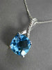 ESTATE LARGE 4.52CT DIAMOND & AAA BLUE TOPAZ 14K WHITE GOLD LUCIDA PENDANT CHAIN