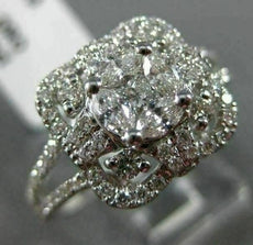 ESTATE LARGE .80CT DIAMOND 18KT WHITE GOLD INVISIBLE SQUARE FLOWER LOVE FUN RING