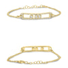 .42CT DIAMOND 14K YELLOW GOLD PAST PRESENT FUTURE FLOATING ADJUSTABLE BRACELET