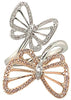 LARGE .39CT WHITE & PINK DIAMOND 18KT WHITE ROSE GOLD DOUBLE BUTTERFLY LOVE RING