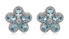 4.87CT DIAMOND & AAA AQUAMARINE 14K WHITE GOLD OVAL & ROUND FLOWER STUD EARRINGS