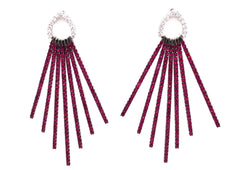 3.14CT DIAMOND & AAA RUBY 18KT WHITE GOLD 3D CIRCULAR MULTI BAR HANGING EARRINGS
