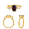 1.82CT DIAMOND & AAA PURPLE SAPPHIRE 14KT YELLOW GOLD OVAL ROUND ENGAGEMENT RING