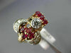 ANTIQUE LARGE .70CT OLD MINE DIAMOND & AAA RUBY 14K WHITE & ROSE GOLD RING #1653