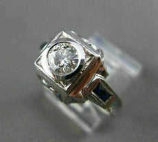 ANTIQUE WIDE .85CT AAA SAPPHIRE & DIAMOND 18KT WHITE GOLD FILIGREE RING #20678