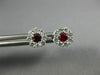 ESTATE .63CT DIAMOND & AAA RUBY 18KT WHITE GOLD 3D FLOWER CLUSTER STUD EARRINGS