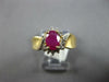 ESTATE 1.10CT DIAMOND & AAA RUBY 14KT YELLOW GOLD OVAL & ROUND FLOWER FUN RING