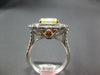 LARGE 5.57CT WHITE & FANCY YELLOW DIAMOND 18K 2 TONE GOLD FLOWER ENGAGEMENT RING