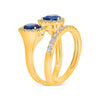 LARGE 2.09CT DIAMOND & AAA SAPPHIRE 14KT YELLOW GOLD MULTI SHAPE SOLITAIRE RING