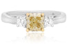 ESTATE 1.37CT WHITE & FANCY YELLOW DIAMOND 18KT TWO TONE GOLD 3D ENGAGEMENT RING