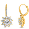 2.74CT DIAMOND 14KT YELLOW GOLD ROUND CLASSIC FLOWER LEVERBACK HANGING EARRINGS