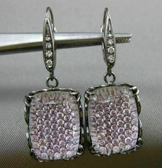 ESTATE LARGE 2.15CT DIAMOND & TOPAZ 18KT BLACK GOLD FILIGREE HANGING EARRINGS