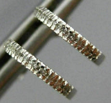 ESTATE SMALL .08CT DIAMOND 14K WHITE GOLD 3D SEMI HOOP CLASSIC MILGRAIN EARRINGS
