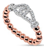 ESTATE .40CT DIAMOND 18KT WHITE & ROSE GOLD 3D CLASSIC LOVE KNOT BEADED FUN RING