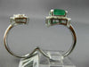 LARGE 2.90CT DIAMOND & AAA EMERALD 14KT WHITE GOLD 3D CLUSTER DOUBLE FINGER RING