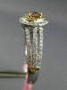 ESTATE LARGE GIA .59CT DIAMOND 18KT TRI COLOR GOLD 3D PEAR HALO ENGAGEMENT RING