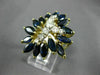 ESTATE LARGE 3.40CT DIAMOND & AAA SAPPHIRE 14K 2 TONE GOLD 3D FLOWER RING 20815
