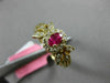 ESTATE .61CT DIAMOND & OVAL AAA RUBY 14K YELLOW GOLD FLOWER HALO ENGAGEMENT RING