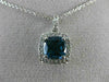 ESTATE 2.27CT AAA LONDON BLUE TOPAZ & WHITE SAPPHIRE 14K WHITE GOLD HALO PENDANT