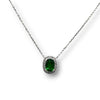 2.3CT DIAMOND & AAA TSAVORITE 18K WHITE GOLD OVAL & ROUND HALO SOLITAIRE PENDANT