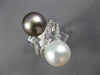LARGE .57CT DIAMOND AAA SOUTH SEA & TAHITIAN PEARL 14KT WHITE GOLD 3D RING #2372