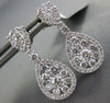 LARGE 1.57CT DIAMOND 18KT WHITE GOLD CLUSTER FLOWER TEAR DROP HANGING EARRINGS
