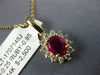 ESTATE 1.10CT DIAMOND & AAA RUBY 14KT YELLOW GOLD 3D OVAL FLOWER CLASSIC PENDANT