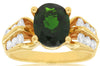 3.35CT DIAMOND & AAA GREEN GARNET 14KT YELLOW GOLD OVAL & ROUND ENGAGEMENT RING